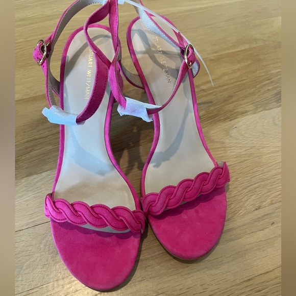 Stuart Weitzman Dancer Twistie 100 Suede Heels Sandal Sz 9.5 Pink - Picture 2 of 6